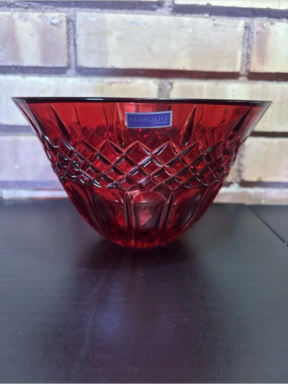 Waterford SHELTON 8” Bowl in Ruby RED Germany Cut Crystal Dish Marquis with Tag
